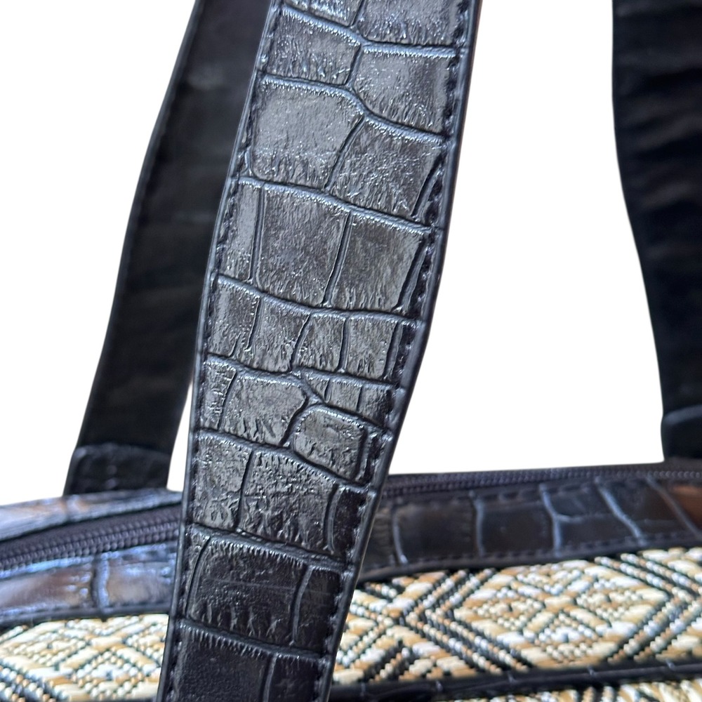 Naturalizer Geometric Pattern Satchel Handbag Bla… - image 6